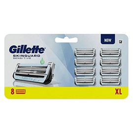 Gillette SkinGuard Sensitive, Peau Sensible Recharges De Lames De Rasoir Homme, 8 Recharges De Lames, Nouvelle Bands Lubricant, Compatible with Avec Manches Fusion