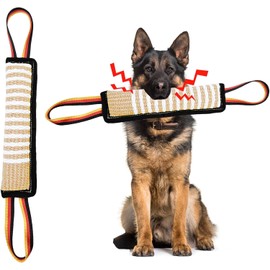 ASOCEA Dog Tug Toy,Bite Jute Pillow Pull Toy Tough Squeaky Dog Toys with 2 Handles for Medium to Large Dogs Interactive Toy Tug of War Lasting Training Equipment
