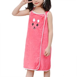 SJTJSPX Bathrobe Children's Girls Bath Poncho Soft Beach Towels Rabbit Dressing Gown Pool Bathroom Poncho Beach Swimming Pool Bath Towel for Ages 3-10, pink