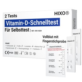 2x Vitamin D Schnelltest – Heimtest zur Erkennung von Vitaminmangel – Selbsttest mit Blut aus der Fingerkuppe – Ergebnis in 10 Min – Ohne Laboranalyse – Zuverlässige Früherkennung Zuhause