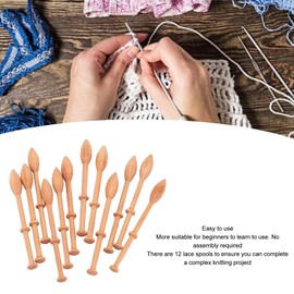 Lace Clapper, Pack of 12, 10 cm, Beech, Smooth Surface, No Scratches, Wood Weaving Tools, No Assembly Required, Easy to Use, Wooden Lace Striker for Sweaters, Hats