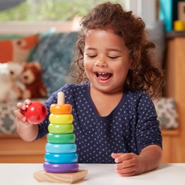 Melissa & Doug Rainbow Stacker Wooden Ring Educational Toy | Wooden Stacking Rings, Stacker Toys For Toddlers Ages 2+