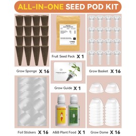 Fruits Seed Pod Kit for AeroGarden, Ahopegarden, iDoo, GARDENCUBE, MUFGA with Strawberry, Cucumber, Red/Golden Cherry Tomato, Compatible with All Indoor Hydroponics Growing System, 16-Pod