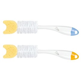 Nuk 10256278 Flaschenbürste 2 in 1 mit Schwamm, Farbe nicht wählbar, 2er Pack (2 x Flaschenbürsten)