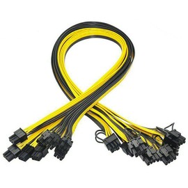 Mustpoint 12x 6 Pin PCI-E to 8 Pin(6+2) PCI-E (Male to Male) GPU Power Cable (50cm) Not Include Card