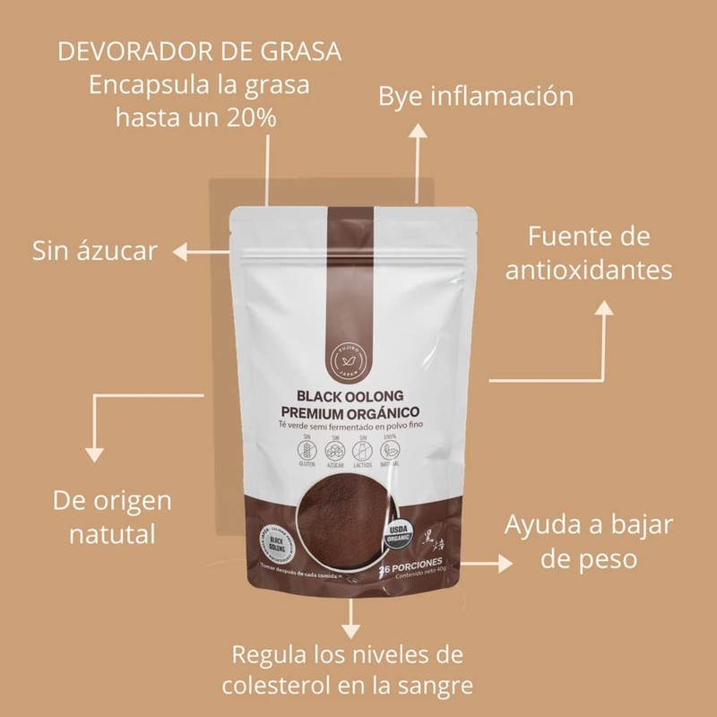 TÉ BLACK OOLONG FUJIRO ORIGEN JAPONÉS 40 gramos 26 servicios