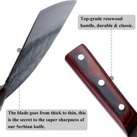 HIDAMOS Serbian Cleaver Chef Knife Full Handforged Kitchen Knife Carbon Steel Butcher With Sheath