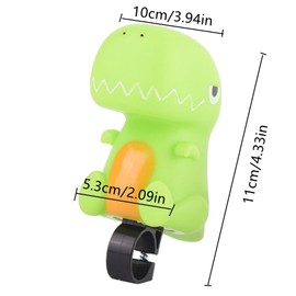 Dinosaur Bike Bell – Cute Bicycle Horn with Squeeze Bulb, Loud & Clear Sound for Fits Bike, Scooter, Balance (Lime Green Dinosaur)