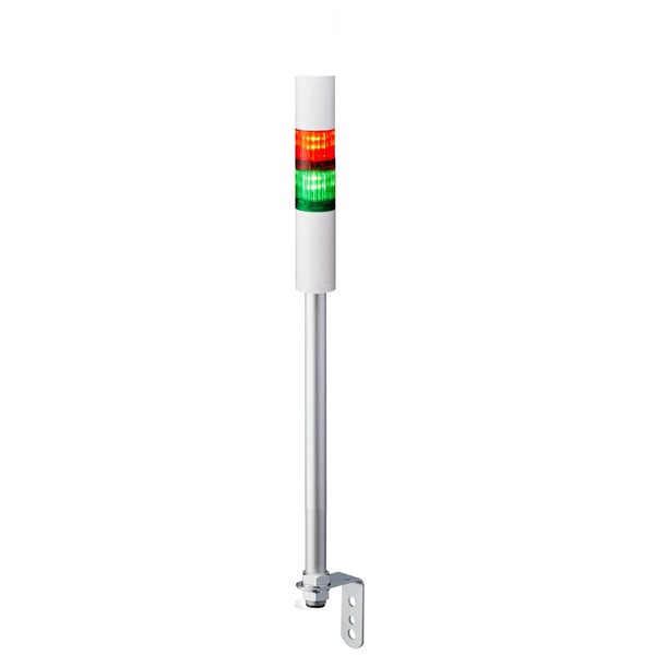Patlite LR4-202LJBW-RG Laminated Signal Light, Signal Tower, DC24V, Φ40, 2-Tier Type, Red/Green, Flashing/Buzzer, Pole Mounting, L-Angle, Cab Tire Cable