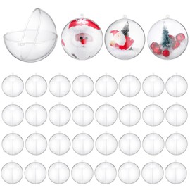 32 Pcs Clear Fillable Xmas Ball,Christmas Baubles,DIY Crafts Ornaments Christmas Tree Baubles Decoration for Christmas, Wedding, Party, Home Decor