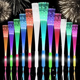 20pcs Fiber Optic Wands 3 Modes Flashing Colorful Light Up LED Glow Wands Sticks for Concerts Birthday Party Favors (20pcs)