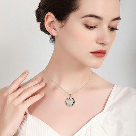 YAFEINI Sun and Moon Necklace Women's 925 Sterling Silver Opal Celtic Moon Pendant Necklace Moonstone Sun Jewellery Gift, Sterling Silver, Moonstone