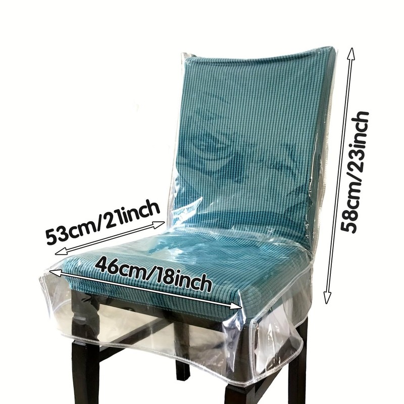 Clean Waterproof Plastic Dining Chair Covers with Backrests, Clear PVC