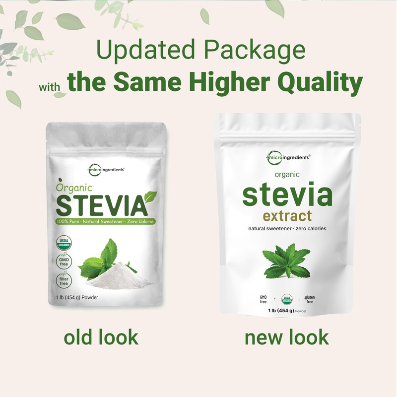 Pure Organic Stevia Powder, 1 Pound (2,837 Servings), Highest Grade