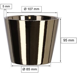 KOTARBAU® Small Ceramic Flower Pot Diameter 11 cm Glazed Gold Shiny