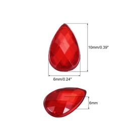 sourcing map 100PCS Flat Back Acrylic Teardrop Gems 6x10mm Artificial Rhinestones for DIY Crafts Bead Wedding Party Face Painting Jewelry Making Dull Red
