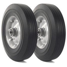 AR-PRO - Paquete de 2 neumáticos de repuesto de goma sólida de 10 x 2.5 pulgadas, sin planos, neumáticos y ruedas para carretillas manual...