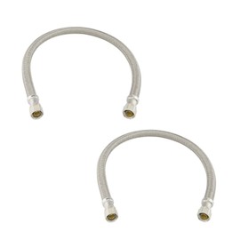 EZ-Fluid 12" x 3/8" Female Compression To 3/8 Inch Female Comp. Stainless Steel Braided Faucet Connector Line,Dishwasher Supply Line,Faucet Extension Supply Hose Connector Lines,Fits 3/8"Comp Male (2)