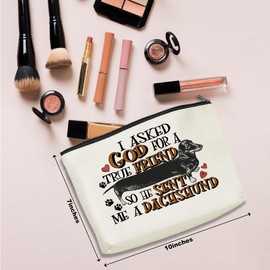 Funny Dachshund Gifts Cosmetic Bag Makeup Bag Dachshund Lover Gifts Cute Sausage Dog Puppy Dog Mom Gifts for Women Dachshund Mom Dog Owner Daughter Mothers Day Makeup Pouch Graduation Birthday Gifts
