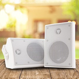 EMB ES402 400 Watts 2-Way 4.0" Outdoor Indoor Speakers with Powerful Bass | Effortless Mounting Swivel Brackets | All Weather Resistance | Expansive Stereo Sound Coverage | Sold in Pairs, White