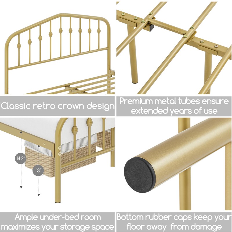 Yaheetech Full Bed Frames Metal Platform Bed with Victorian Style