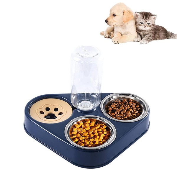Cat Feeding Bowl, Stainless Steel Feeding Bowl, 3-in-1 Cat Feeding