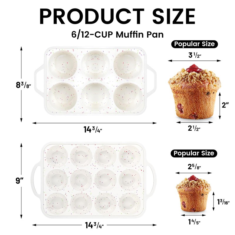Vinino 2Pack Silicone Muffin Pan for Baking with Metal Reinforced