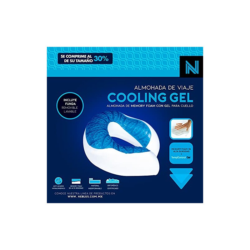 Almohada Cervical de Viaje Memory Foam Ortopédico Gel Térmico Refrescante