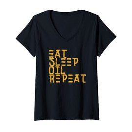 Womens Eat Sleep Oil Repeat Volatile Oil Massagist V-Neck T-Shirt