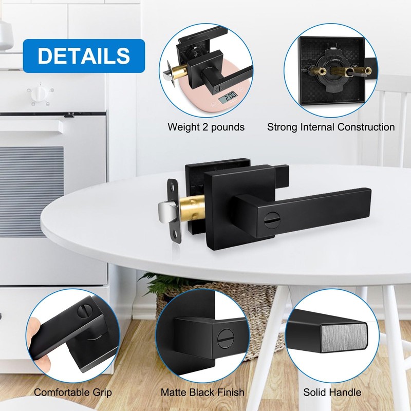 Hasmikit 10 Pack Matte Black Door Handles Privacy Door Levers,