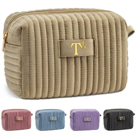 COSHAYSOO Sister Birthday Gifts for Women Best Friend Bestie Friendship Fashion Makeup Bag Make Up Cosmetic Pouch Travel Size Toiletries Skin Care Essentials Organizer Velvet Initial Letter T