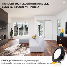 YGS-Tech 2 Inch LED Recessed Lighting Dimmable Downlight, 3W(35W Halogen Equivalent), 5000K Daylight White, CRI80, Black Trim, LED Ceiling Light with LED Driver (4 Pack)