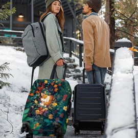 ANNA QUEEN Dreamy Cat Luggage Cover, Cat Sleeping in a Flower Field Design, Stretchable, Washable Travel Protector for 20-22 Inch Luggage