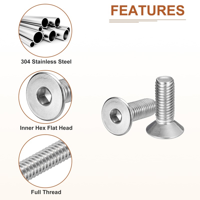 DTGN M10-1.5 x 30mm Flat Head Socket Cap Screws, 10