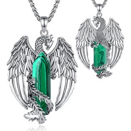 EUDORA Harmony Ball Phoenix Necklace with Crystal for Men and Women, Vintage Viking Fire Phoenix Necklace Pendant Amulet Energy Gothic Crystal Jewellery, Gift for Women Men, 20 Inches + 2 Inches,