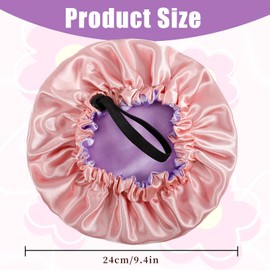 Erinnmy 2PCS Kids Satin Bonnet,Silk Bonnet for Sleeping,Adjustable Hair Bonnet for Toddler Child 2-4 Year Old,Satin Sleep Cap for Curly Hair,Reversible Double Layer Children Night Cap(Pink+Gray 9.4in)