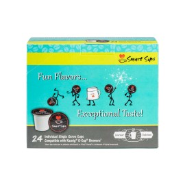 Smart Sips Coffee Liquor Flavored Gourmet Coffee Variety Pack - Raspberry Rum Ball, Cognac, Irish  - 24 Count