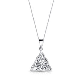 DTPsilver® 925 Sterling Silver Necklace - Celtic Knot Pendant - With Curb Chain - Spring Ring Clasp - Width: 1.2 mm - Adjustable Length: 16" to 18" Inches