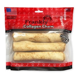 Original Frankly - Bacon Flavored Beef Chew Dog Retriever Rolls - High Protein Collegen Packed - Made in The U.S.A. - 4 Count 7-8" Roll (8753)
