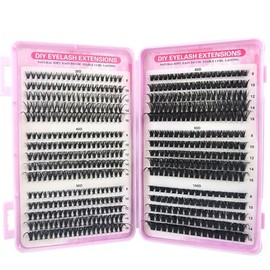 Individual Eyelashes Kit 600+ Pieces 30D-40D-50D-60D-80D-100D Volume Cluster Lashes Extensions, DIY Fluffy Russian Style Lashes, 8-16mm Mixed Length Lash Clusters for Women & Girls