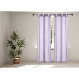 Legacy Decor Chiffon Window Sheer Curtains Voile Drapes 2 Panels Grommet Top 54" X 96” Tall Lilac Color
