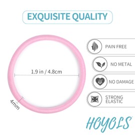Hoyols Elastic Hair Ties for Women, 4mm No Metal Hair Bands Colorful Ponytail Holders for Thick Curly No Crease No Damage Hair Styling Accessories Assorted Colors 56 Count (Mix Baby & Striped)