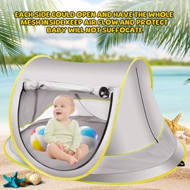 Pop Up Baby Beach Tent, Portable Baby Beach Tent with Binding Rope Protection Lightweight Baby Sun Tent Outdoor Pop Up Sun Shade for Baby Family Beach, Yard, Picnic