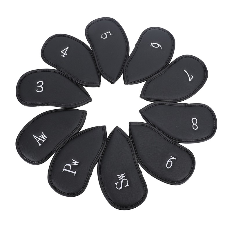 10PCS Golf Club Head Cover PU Leather Protective Abrasion Resistant