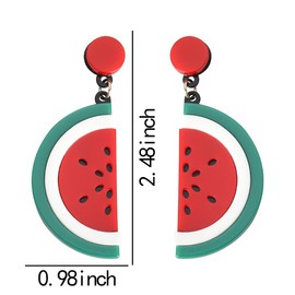 Watermelon Stud Earrings for Women Girl Fruit Dangle Earring for Teen Girl Cute Earrings for Watermelon Lovers Fashion Accessories Decoration for Women Ladies Lovely Dangle Drop Earring