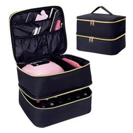 YAHOURWAT Nagellack Aufbewahrung Tasche Doppelschicht Nagellack Organizer Lagerung 30 Flaschen (15 ml / 0,5 FL.oz) mit verstellbarem Trenner für die Aufbewahrung von Nageltrockner und Nagel,Lila