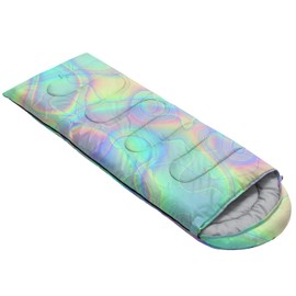 Smell Sunshine Kids Sleeping Bag for Boys Girls,Green Line Print-Lightweight Warm Portable Outdoor Indoor-Waterproof Cold Weather Resistant Sleeping Bag for Camping Hiking(Line)