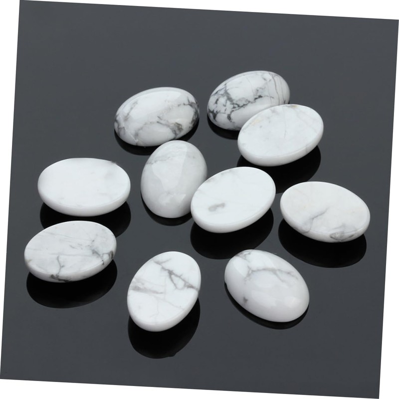 STOBOK 10pcs Oval Howlite Stone Supplies for Jewelry Craft Making