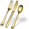 Plasticpro Disposable Heavy Duty Gold Plastic Spoons, Fancy Plastic Silverware Looks
