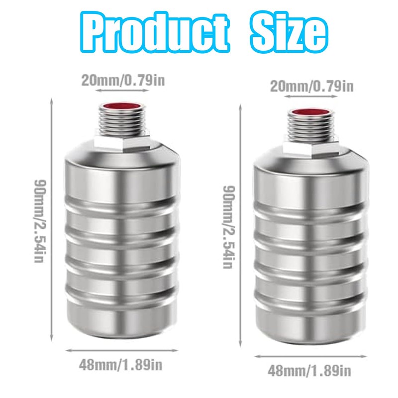 2PCS Float Valve 1/2" Water Level Control Float Valve 304